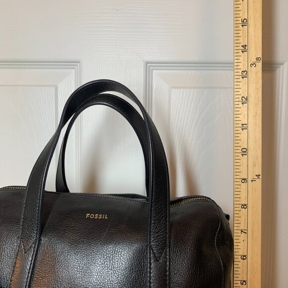Fossil Black Leather Satchel – Structured Top Handle Bag...